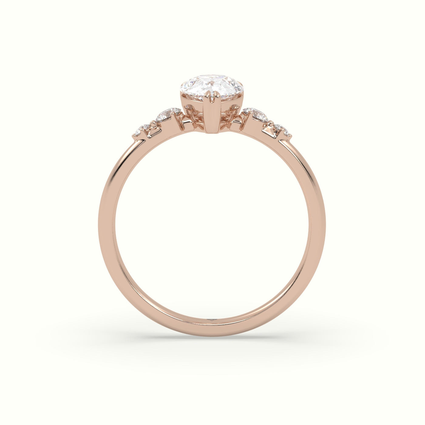 10k rose gold pear diamond solitaire side stone ring Photos & images