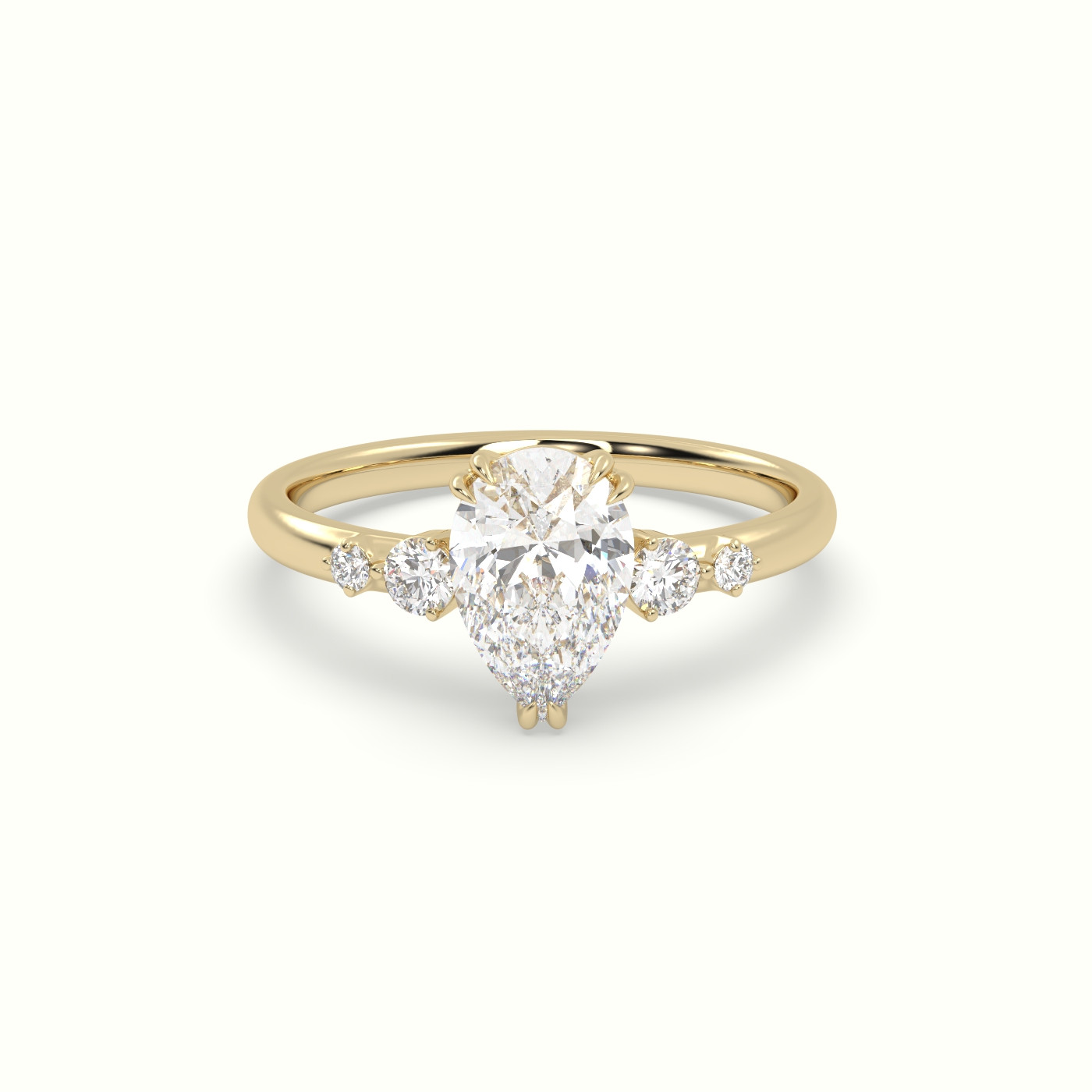 10k yellow gold pear diamond solitaire side stone ring