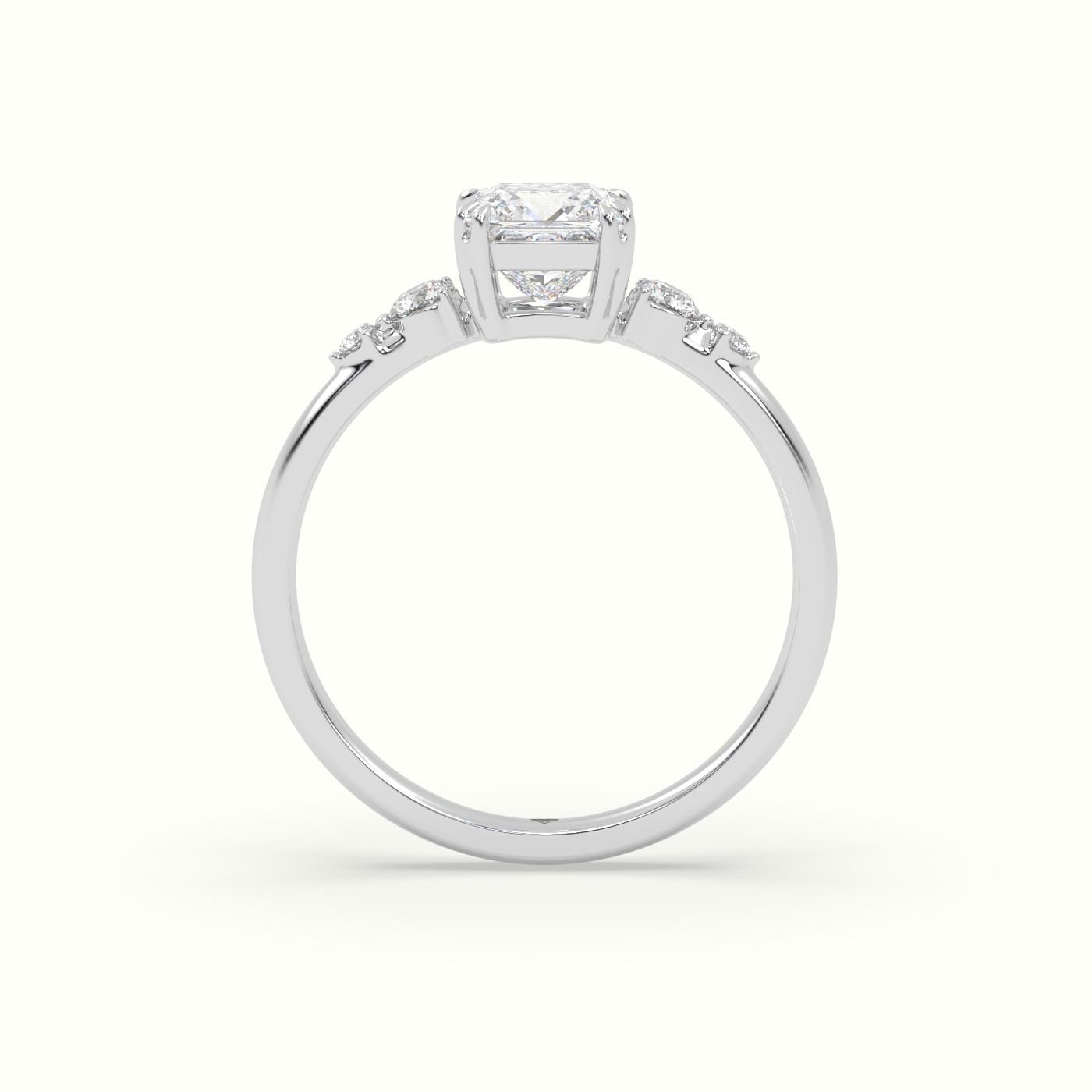 10k white gold princess diamond solitaire side stone ring Photos & images