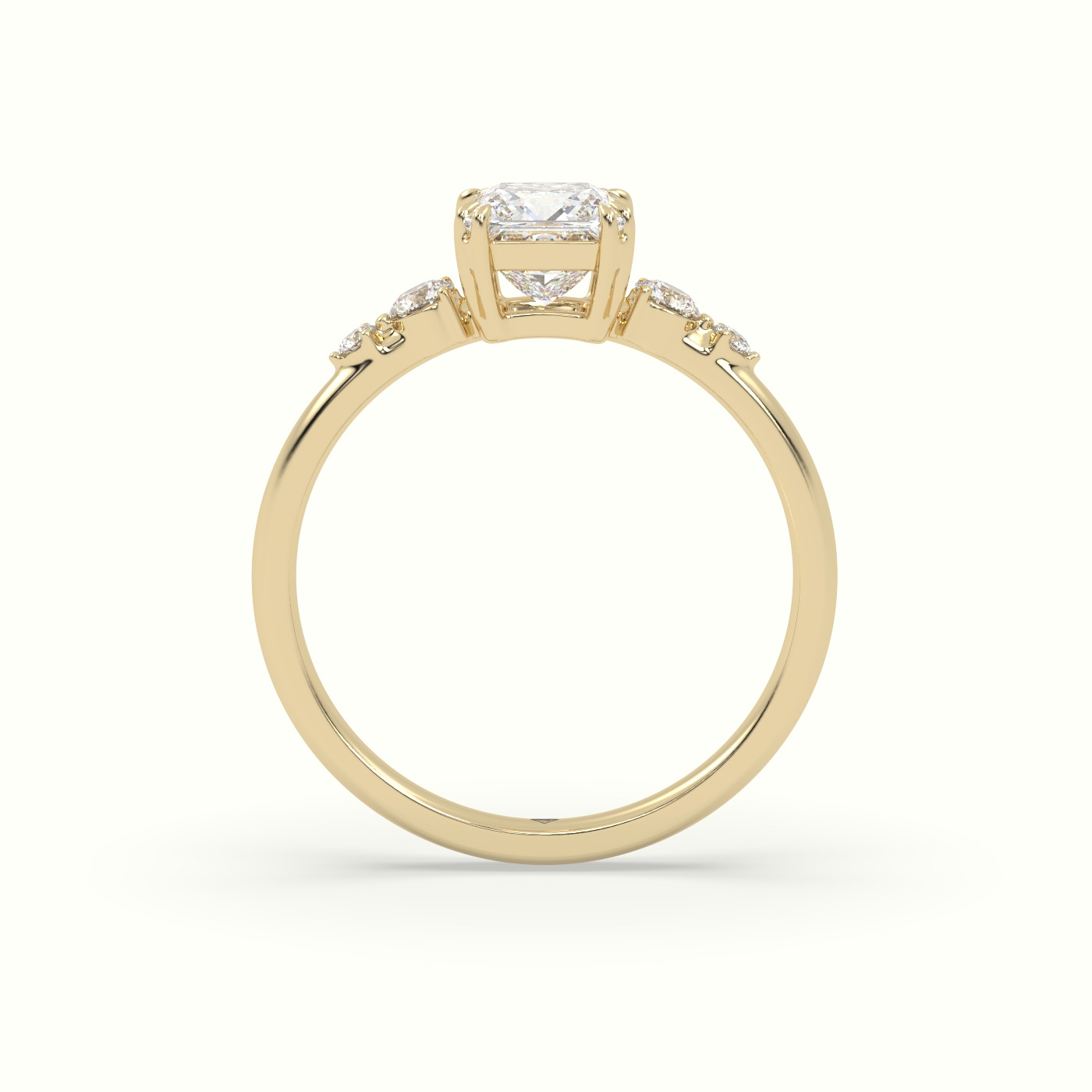 10k yellow gold princess diamond solitaire side stone ring Photos & images