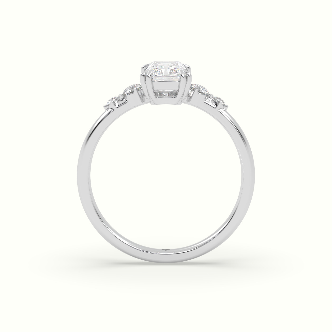 10k white gold radiant diamond solitaire side stone ring Photos & images