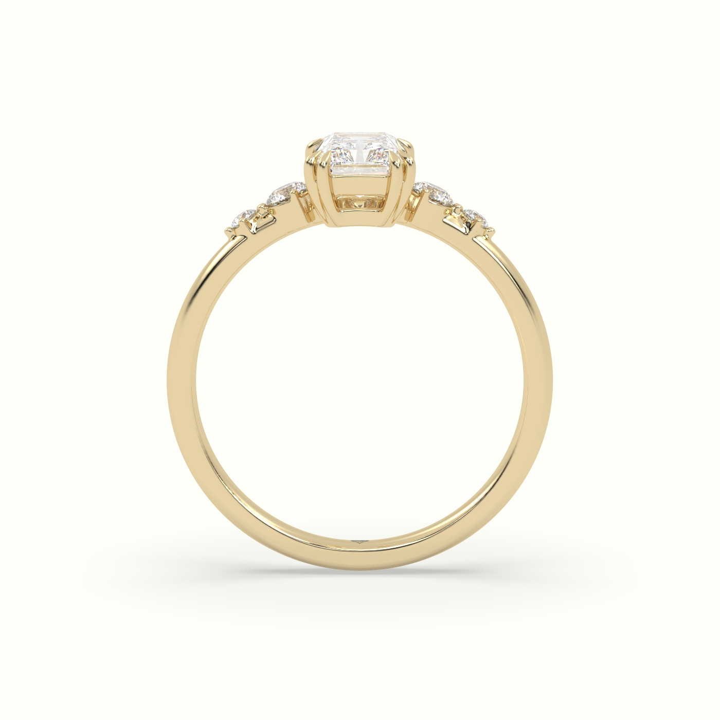 18k yellow gold radiant diamond solitaire side stone ring Photos & images