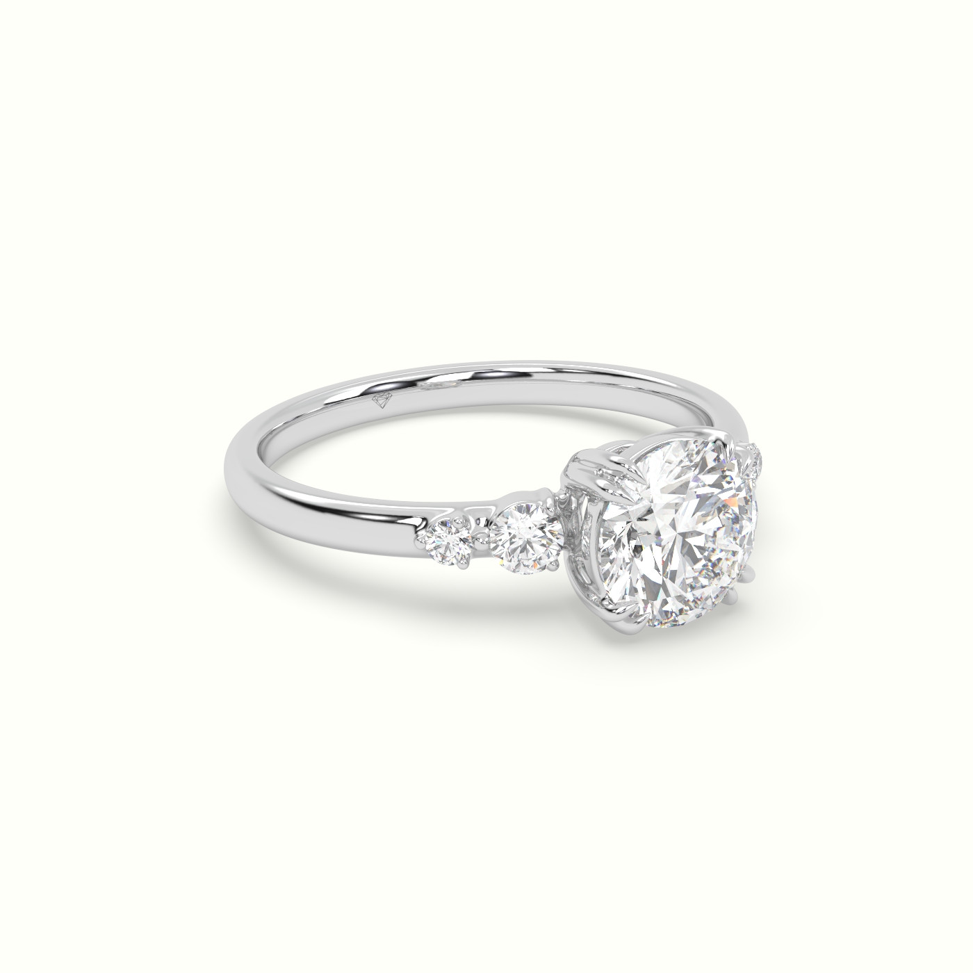 10k white gold round diamond solitaire side stone ring Photos & images