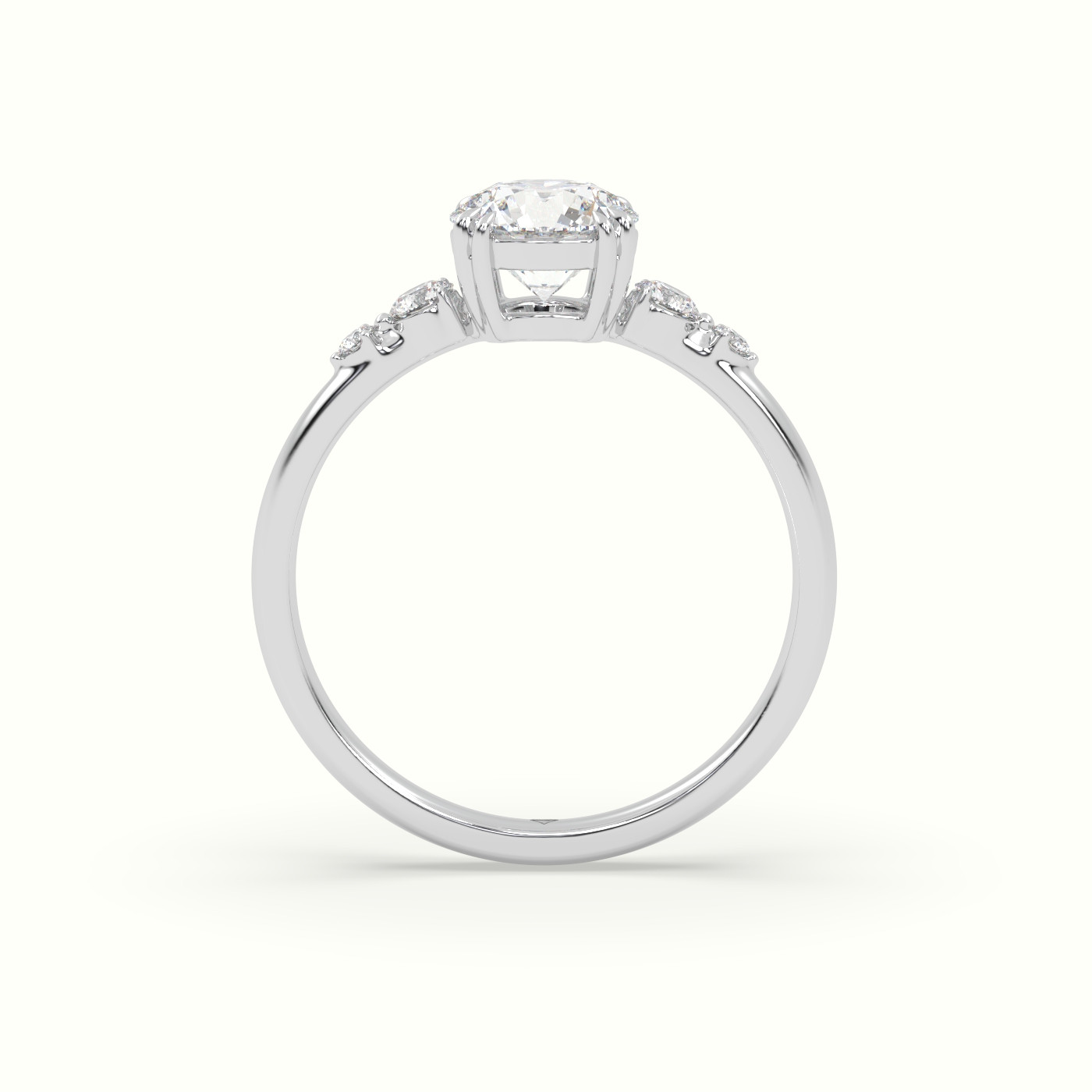 10k white gold round diamond solitaire side stone ring Photos & images