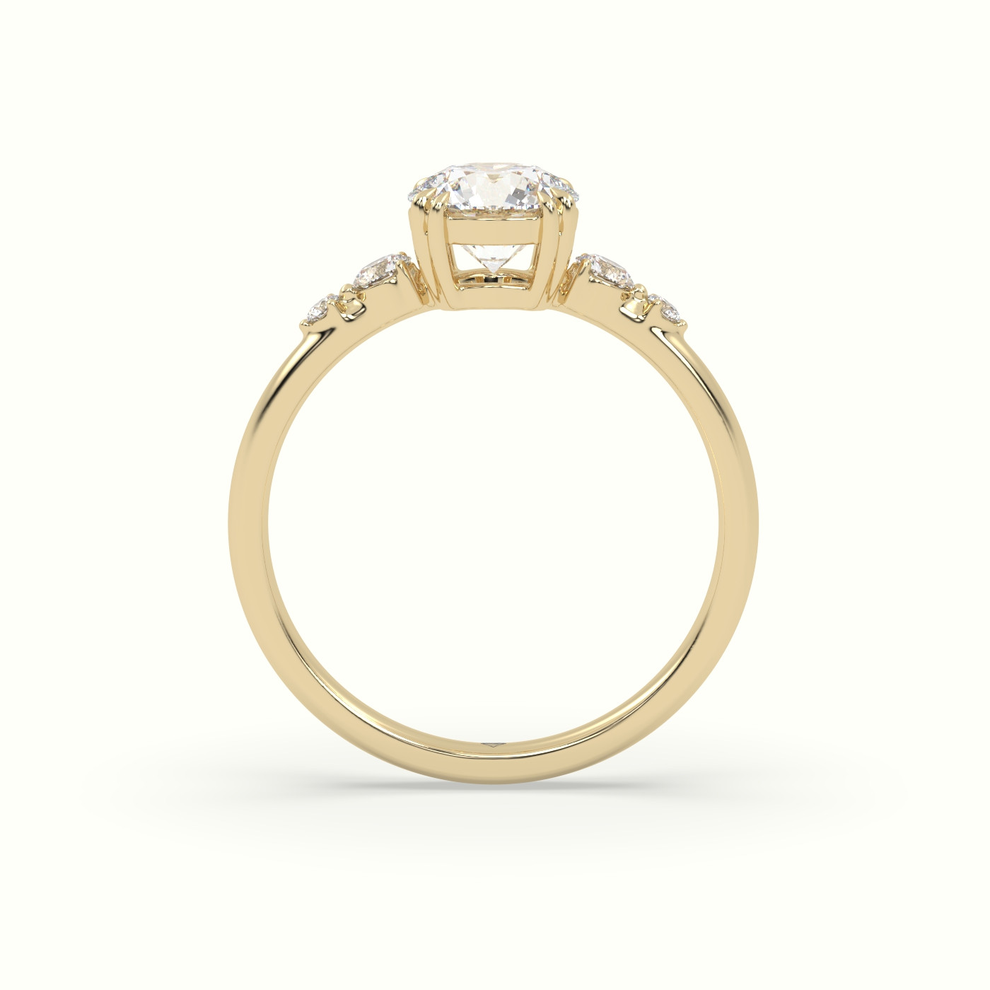 18k yellow gold round diamond solitaire side stone ring Photos & images