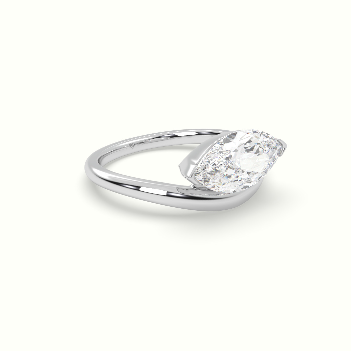 10k white gold marquise diamond solitaire bypass ring Photos & images