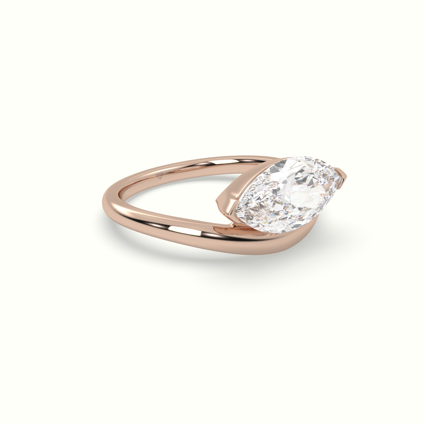 10k rose gold marquise diamond solitaire bypass ring Photos & images