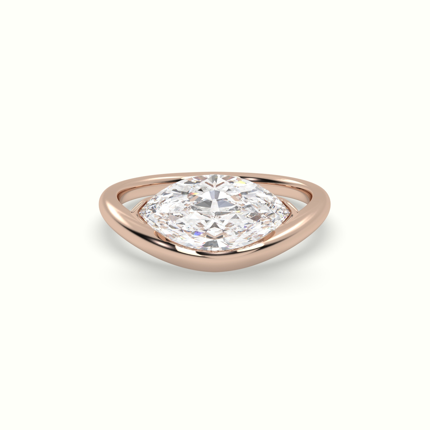 10k rose gold marquise diamond solitaire bypass ring