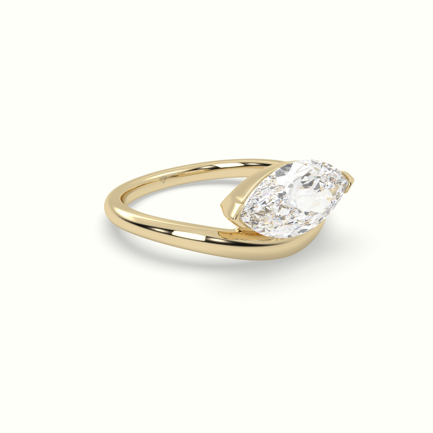 18k yellow gold marquise diamond solitaire bypass ring Photos & images