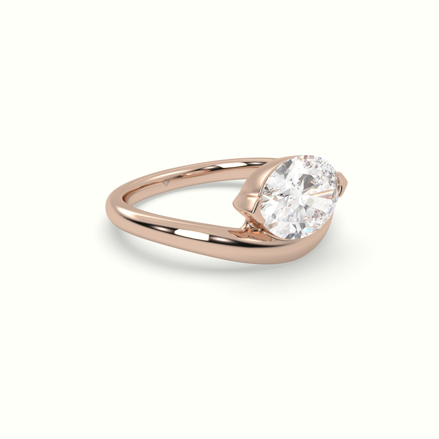 18k rose gold oval diamond solitaire bypass ring Photos & images