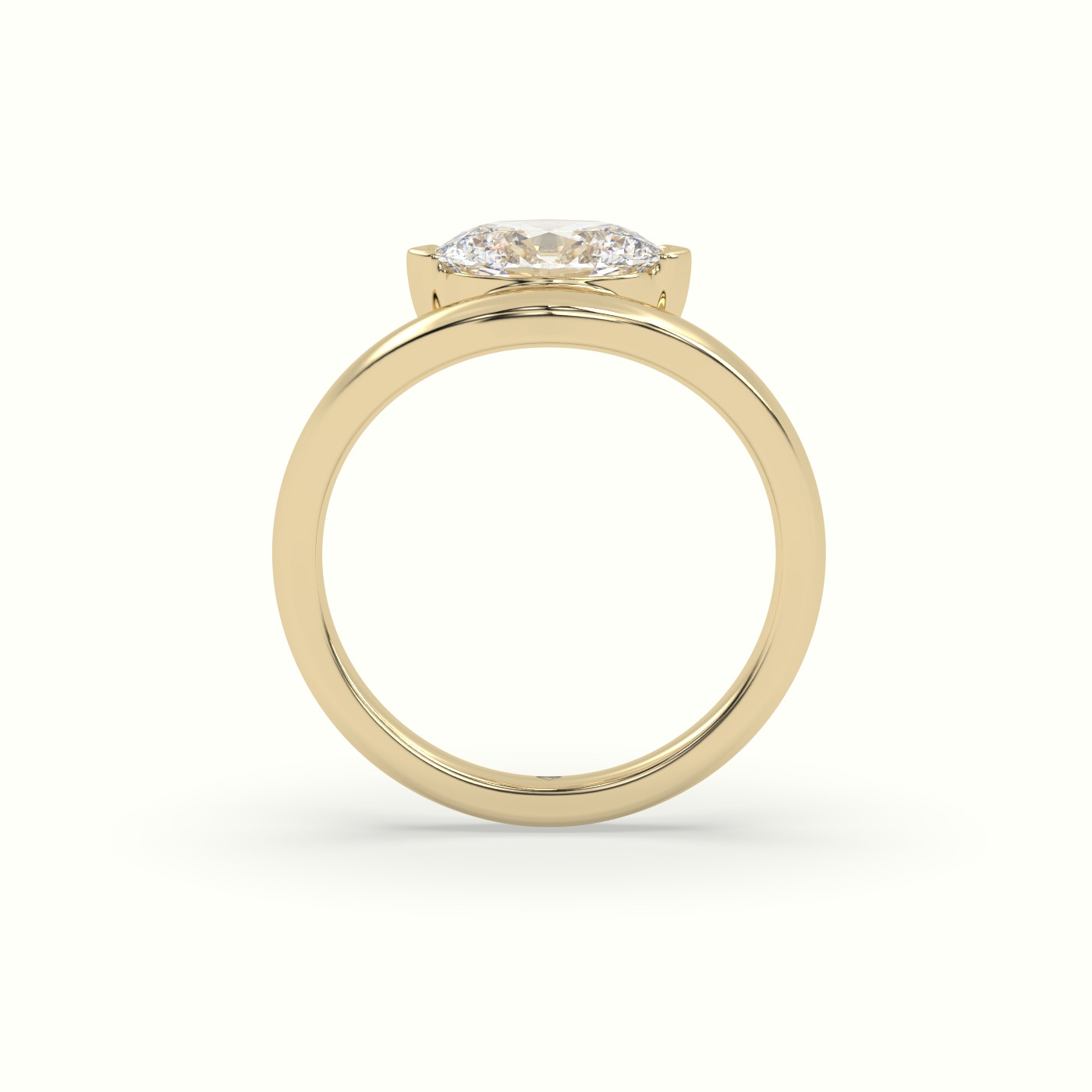 18k yellow gold oval diamond solitaire bypass ring Photos & images