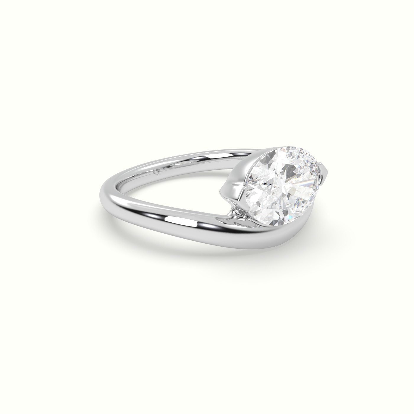 10k white gold oval diamond solitaire bypass ring Photos & images