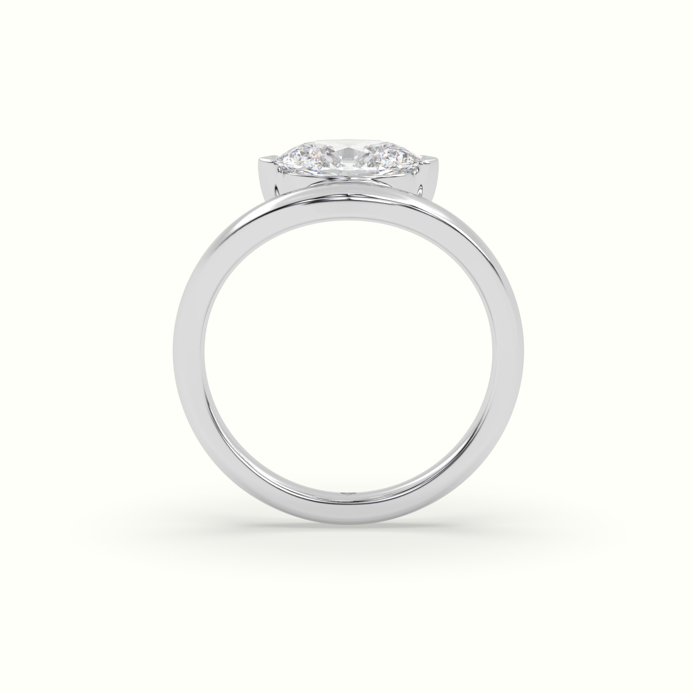 10k white gold oval diamond solitaire bypass ring Photos & images