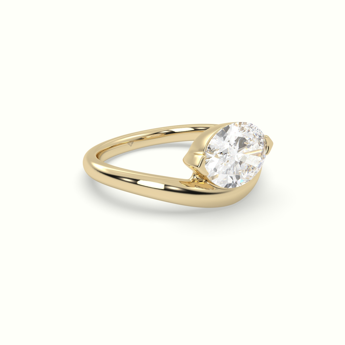 10k yellow gold oval diamond solitaire bypass ring Photos & images