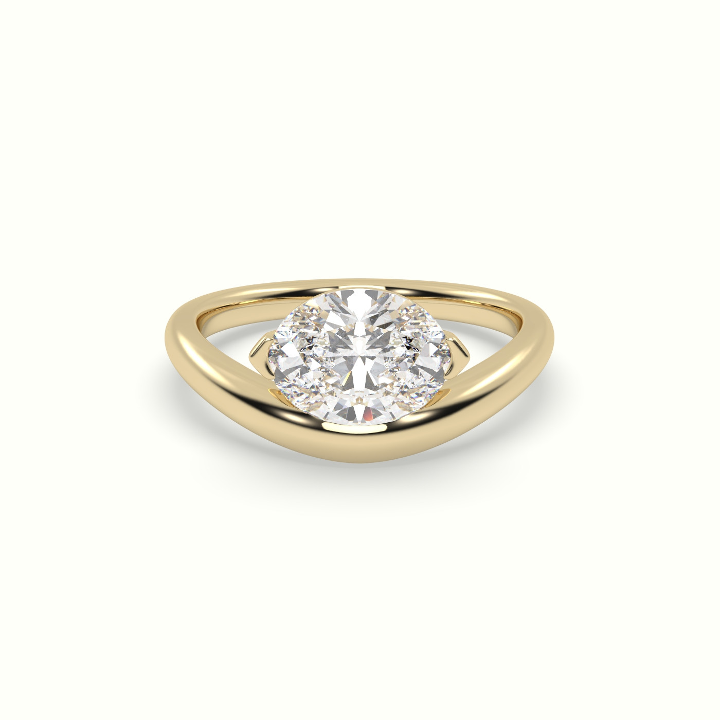 10k yellow gold oval diamond solitaire bypass ring