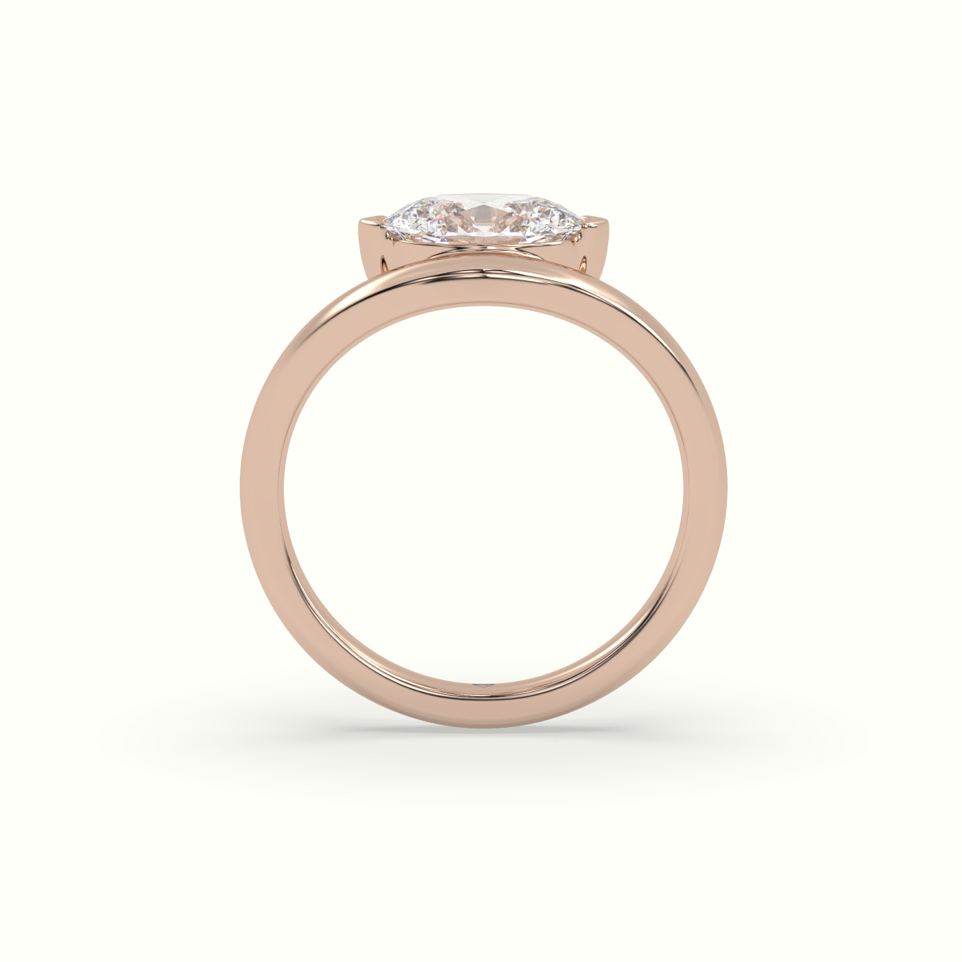 10k rose gold oval diamond solitaire bypass ring Photos & images