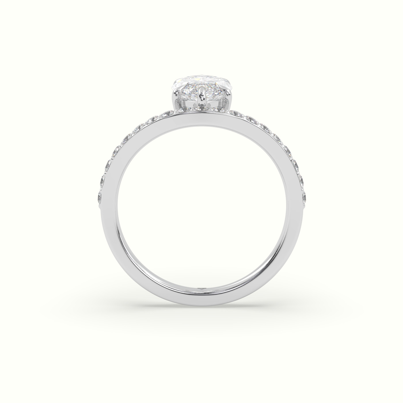 10k white gold marquise diamond solitaire curved pavé ring Photos & images