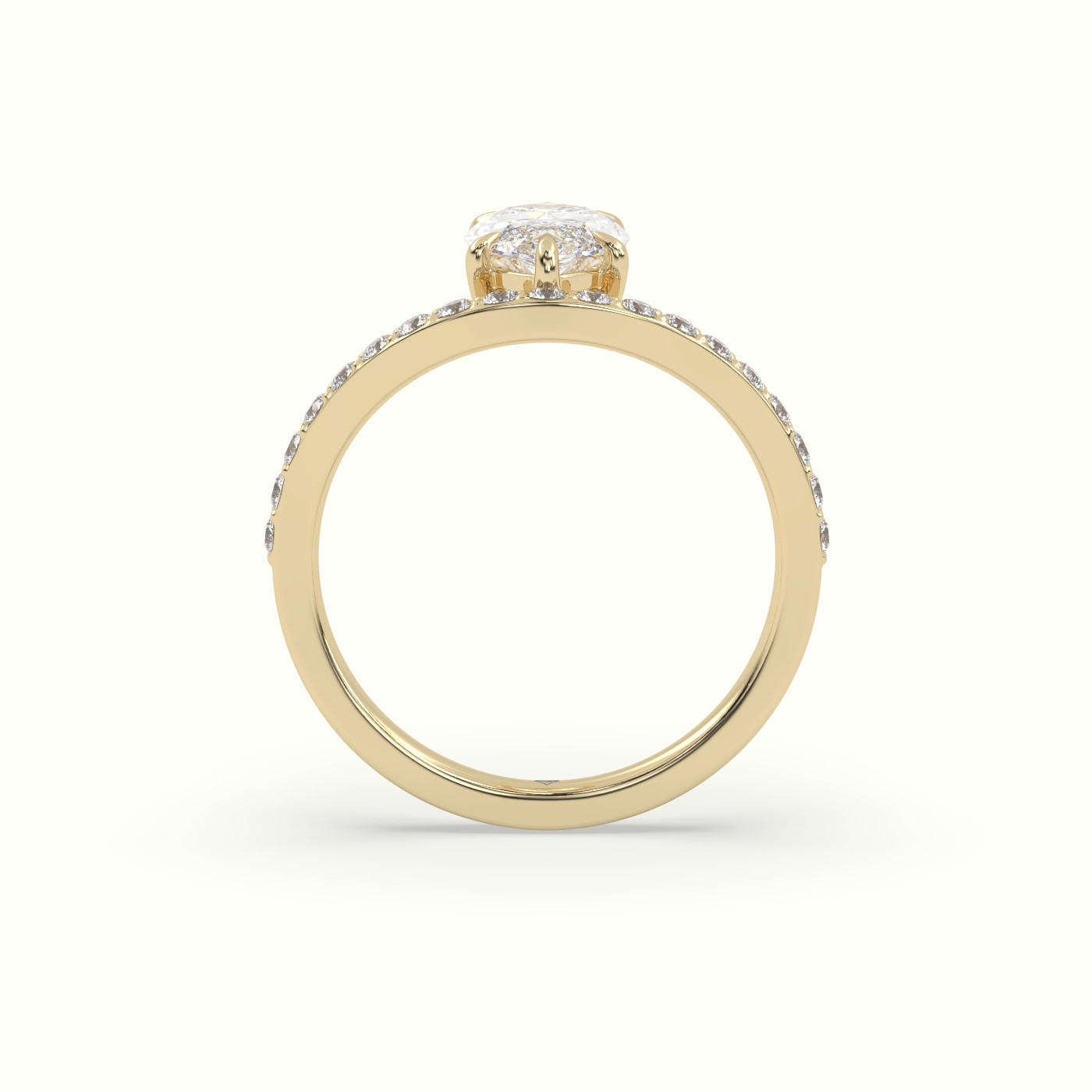 10k yellow gold marquise diamond solitaire curved pavé ring Photos & images
