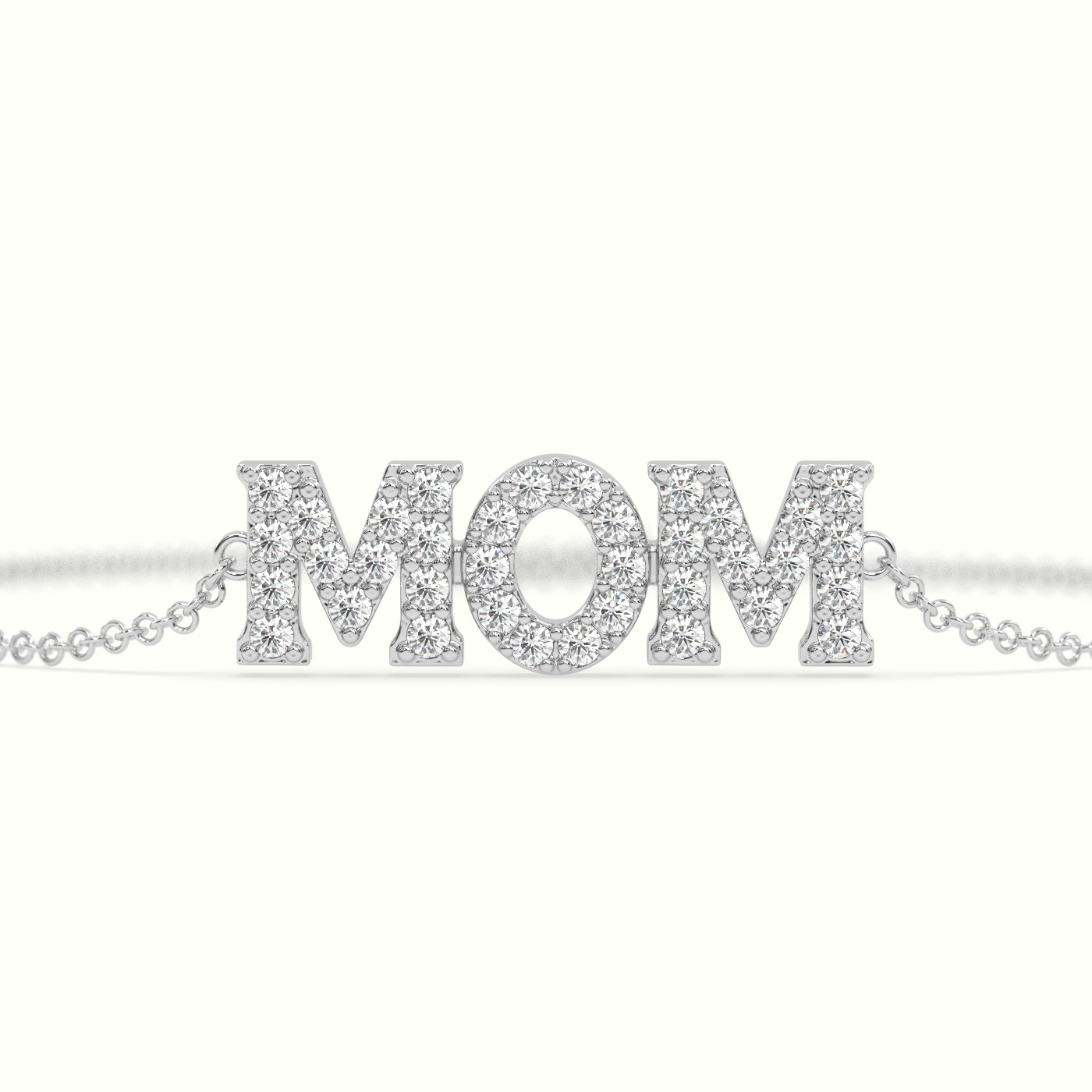 18k white gold diamond mom bracelet Photos & images