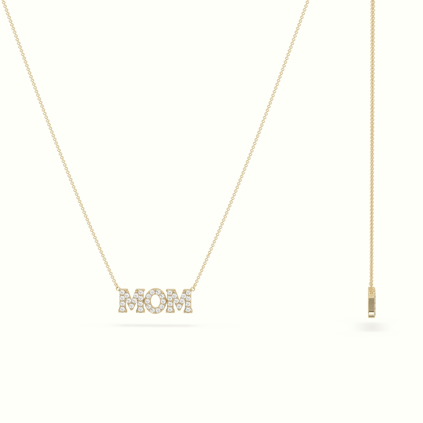 18k yellow gold diamond mom necklace Photos & images