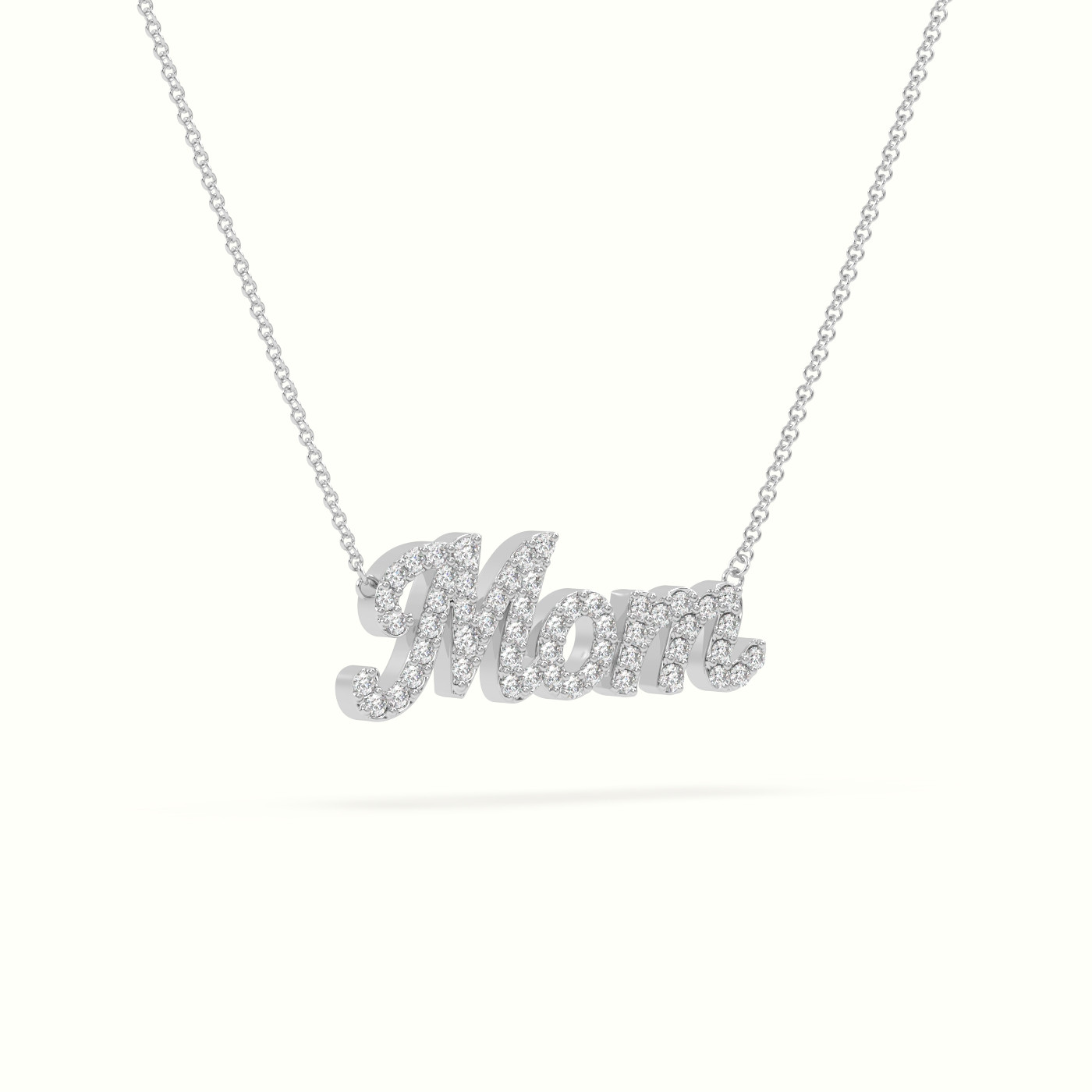 18k white gold diamond mom necklace Photos & images