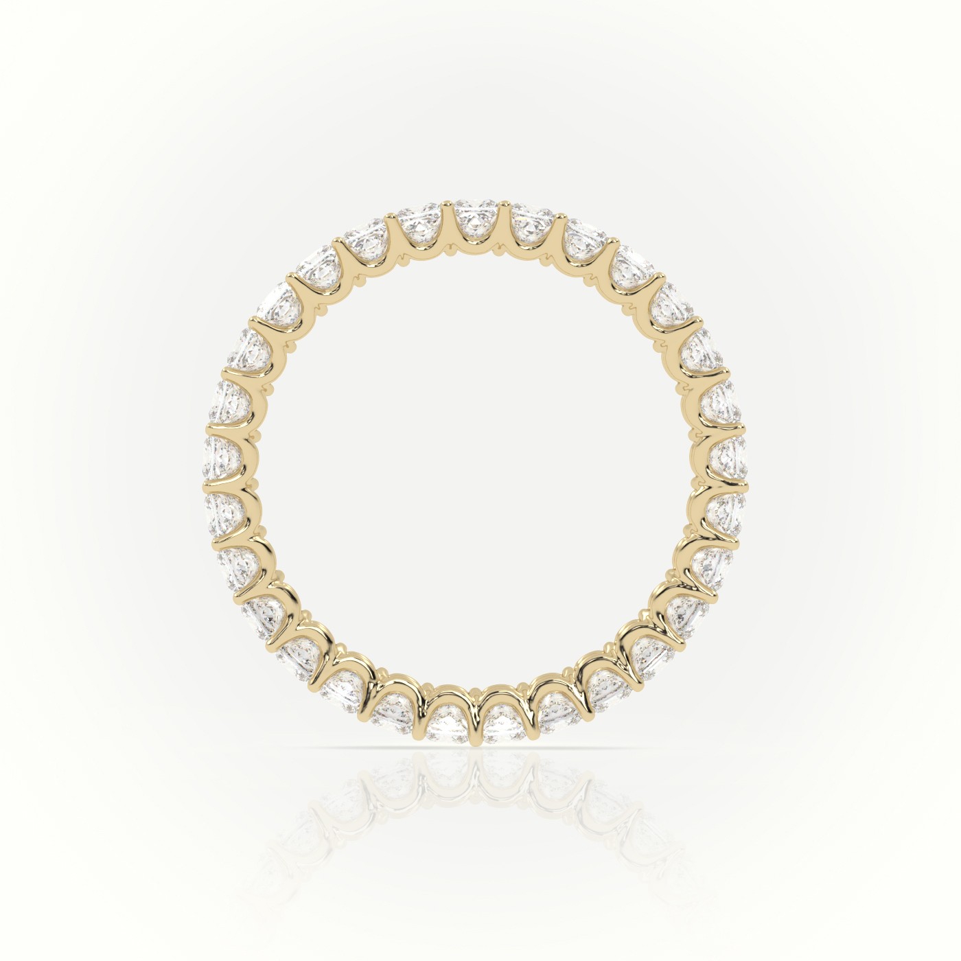 18k yellow gold  princess cut scallop set eternity wedding band Photos & images