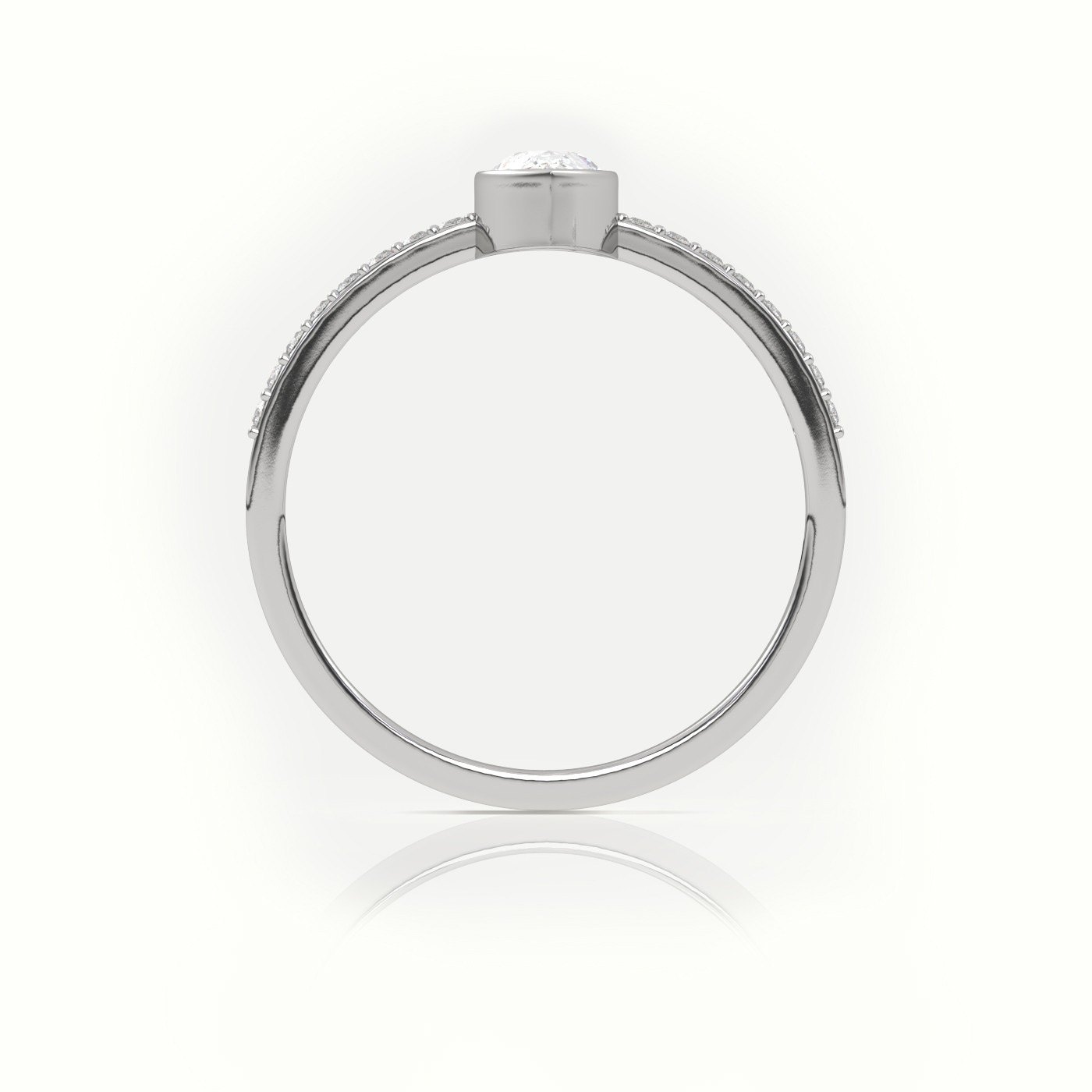 10K WHITE GOLD PEAR CUT DIAMOND CHANNEL SETTING ENGAGEMENT RING