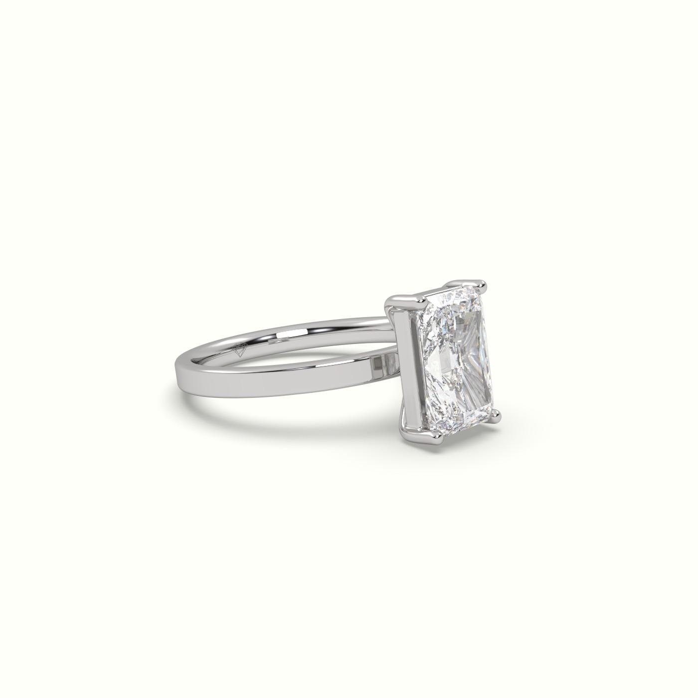 10K WHITE GOLD Radiant Cut Solitaire Diamond Ring Precious Jewels Antwerp Radiance