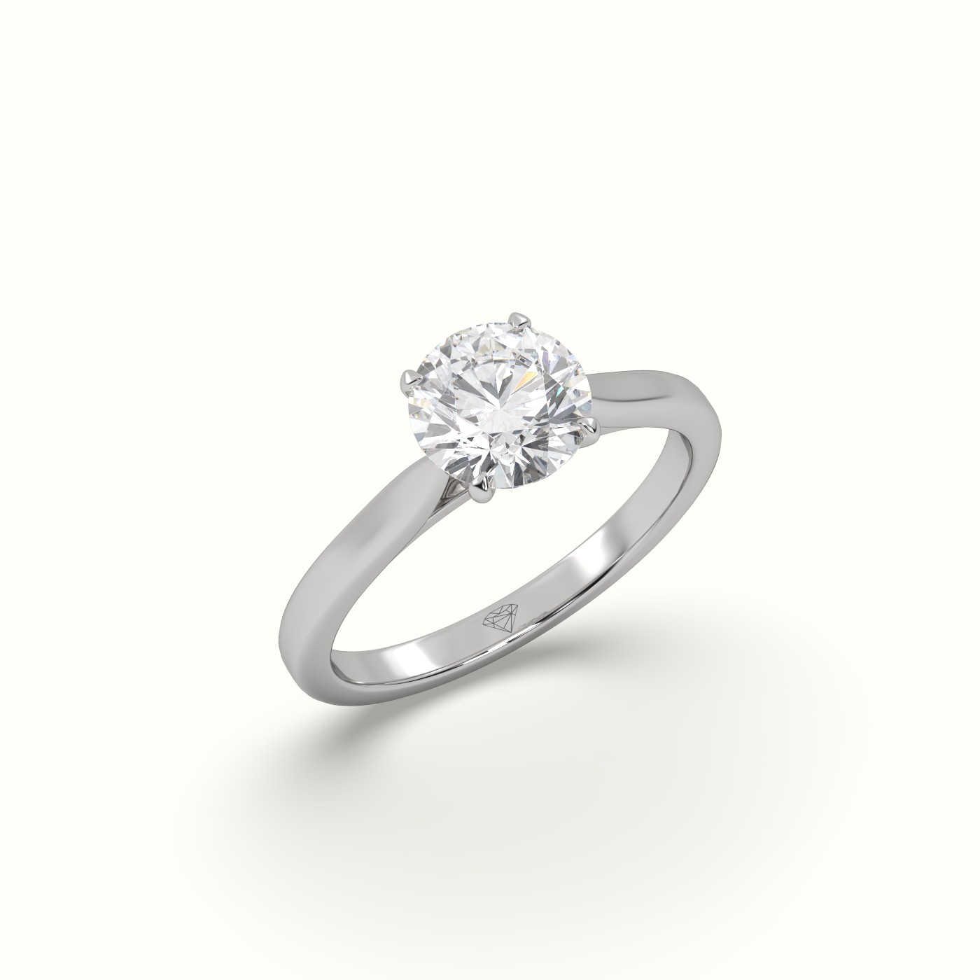 10K White Gold Round Solitaire Diamond 4 prongs Engagement Ring