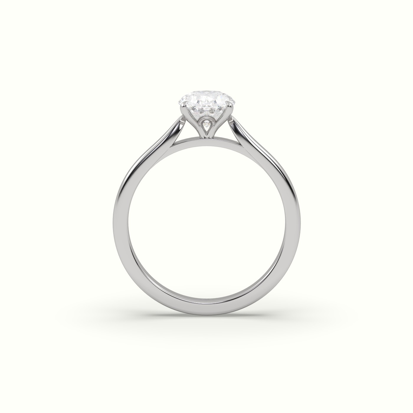 10K White Gold Oval Cut Solitaire Diamond 4 prongs Ring