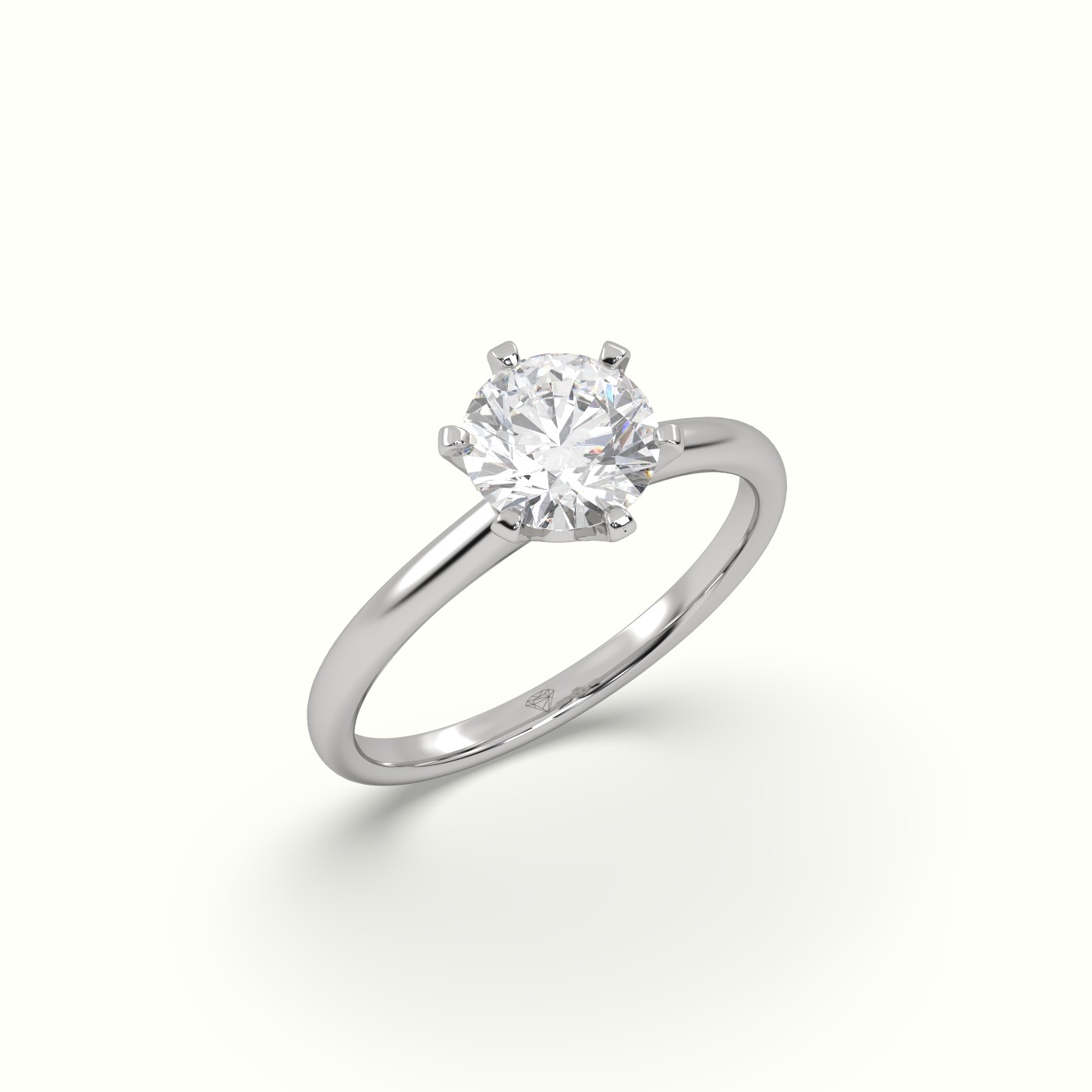 10K White Gold Solitaire Round Diamond Ring 6 Prong Splendor