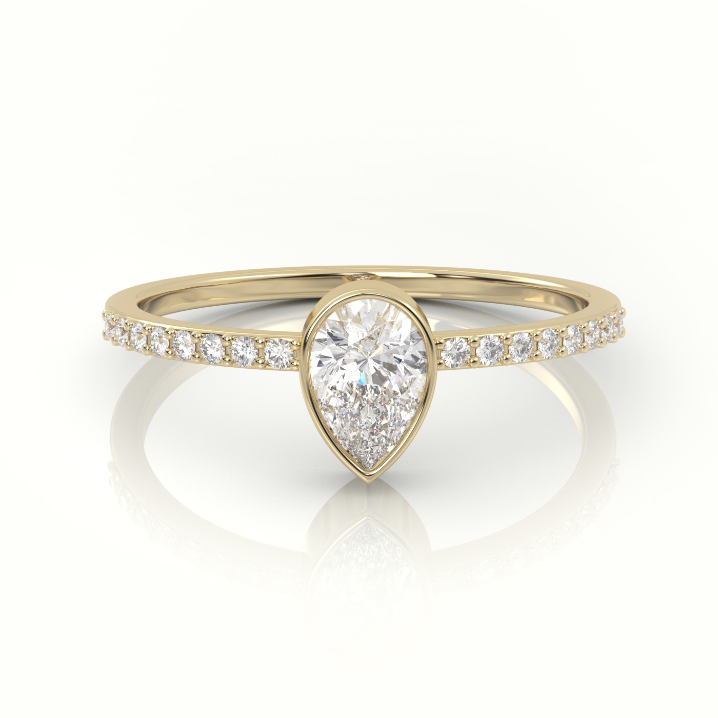 10K YELLOW GOLD PEAR CUT DIAMOND CHANNEL SETTING ENGAGEMENT RING