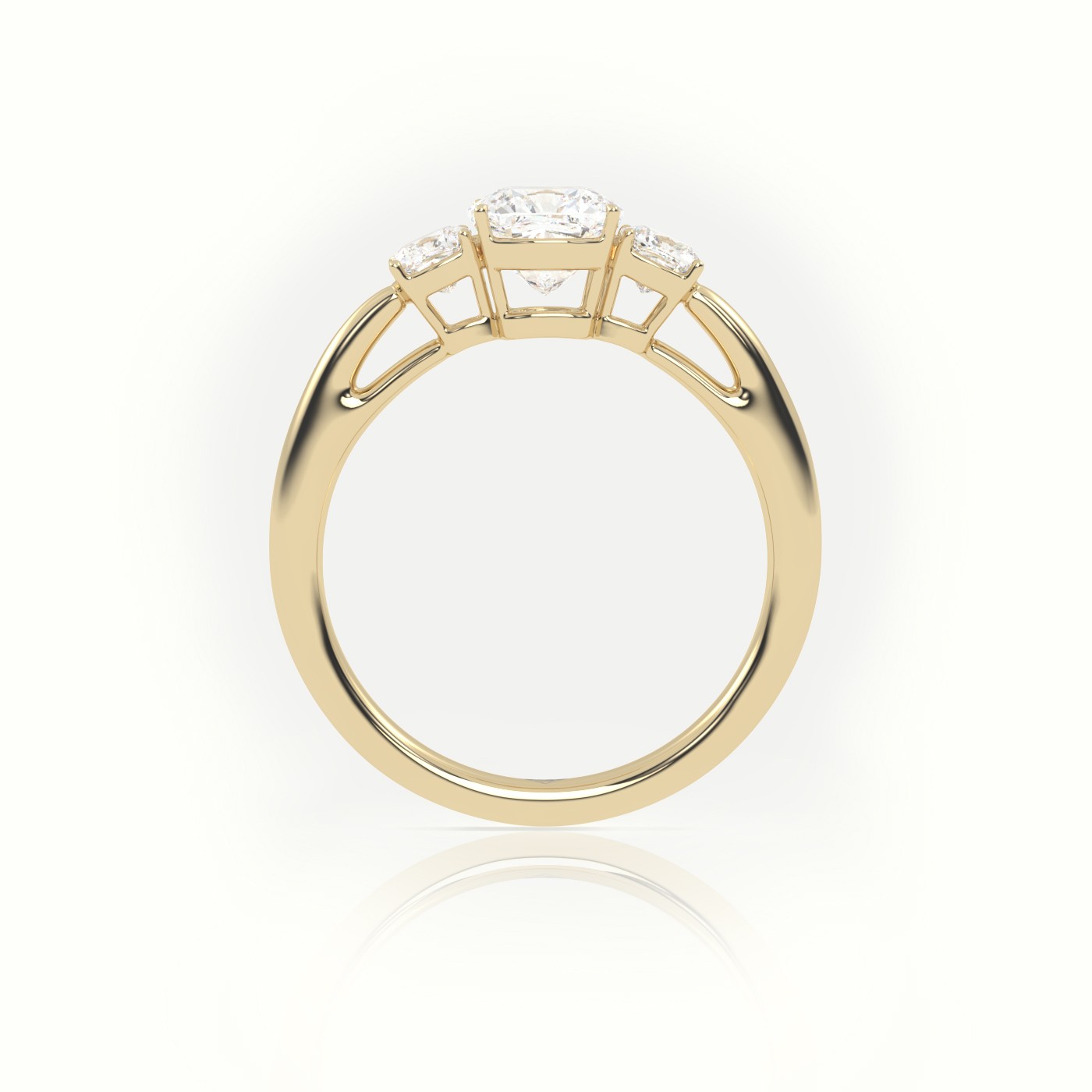 10K YELLOW GOLD CUSHION CUT DIAMOND 4 PRONGS SIDE STONE ENGAGEMENT RING