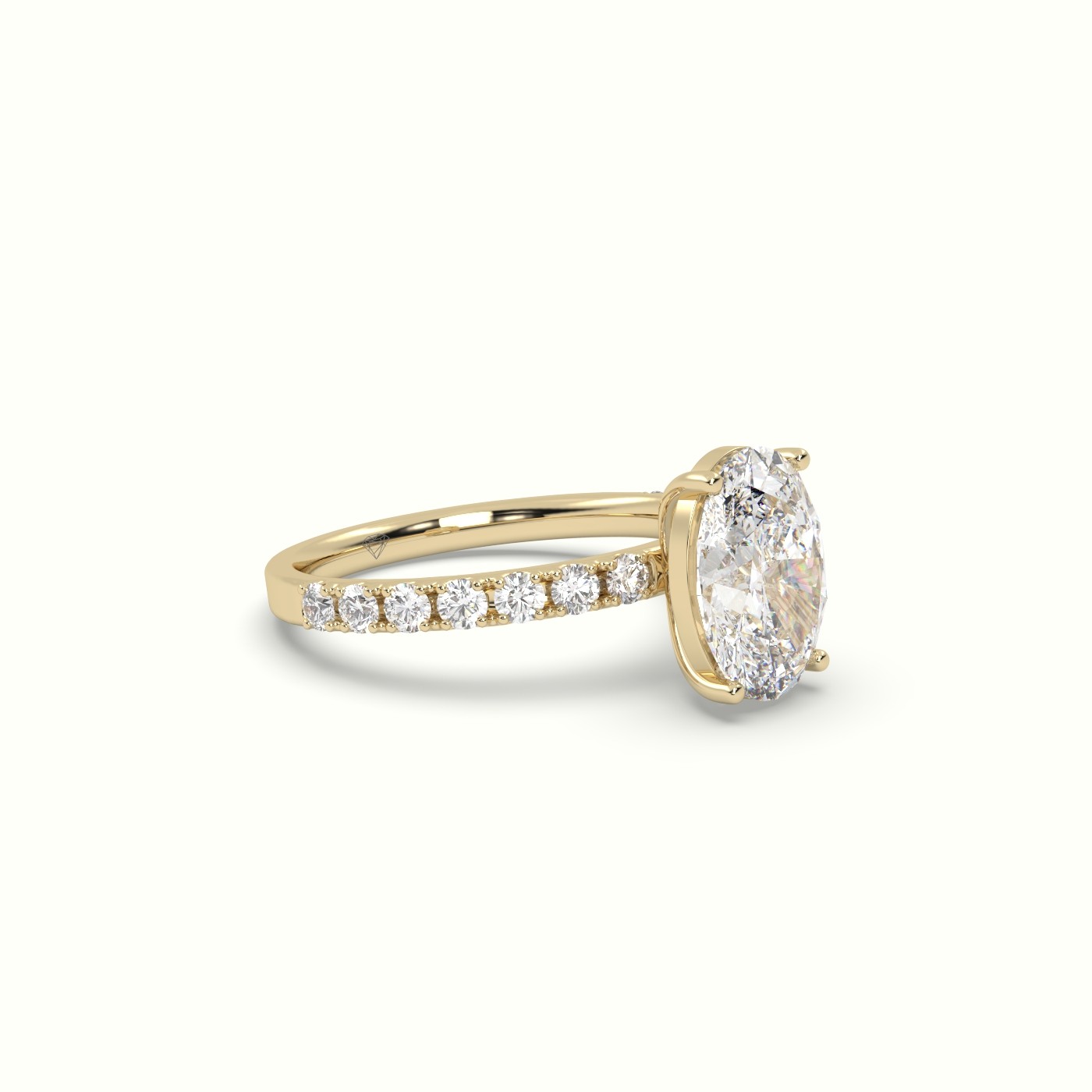 10K YELLOW GOLD Oval Diamond Pave Engagement Ring