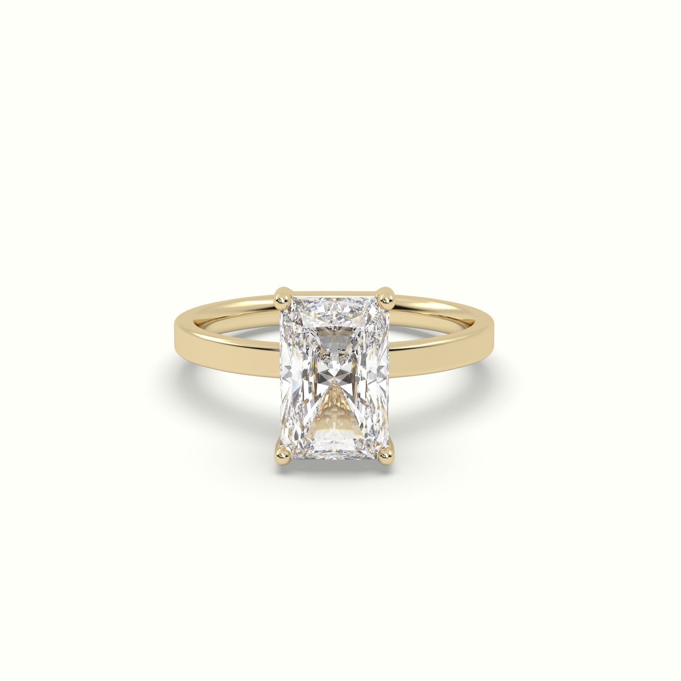 10K YELLOW GOLD Radiant Cut Solitaire Diamond Ring Precious Jewels Antwerp Radiance