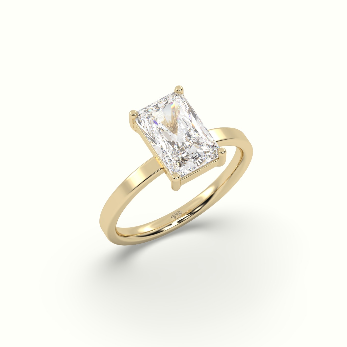 10K YELLOW GOLD Radiant Cut Solitaire Diamond Ring Precious Jewels Antwerp Radiance