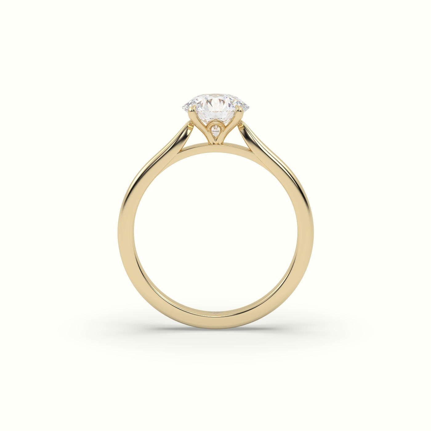 10K Yellow Gold Round Cut Solitaire Diamond 4 prongs Ring