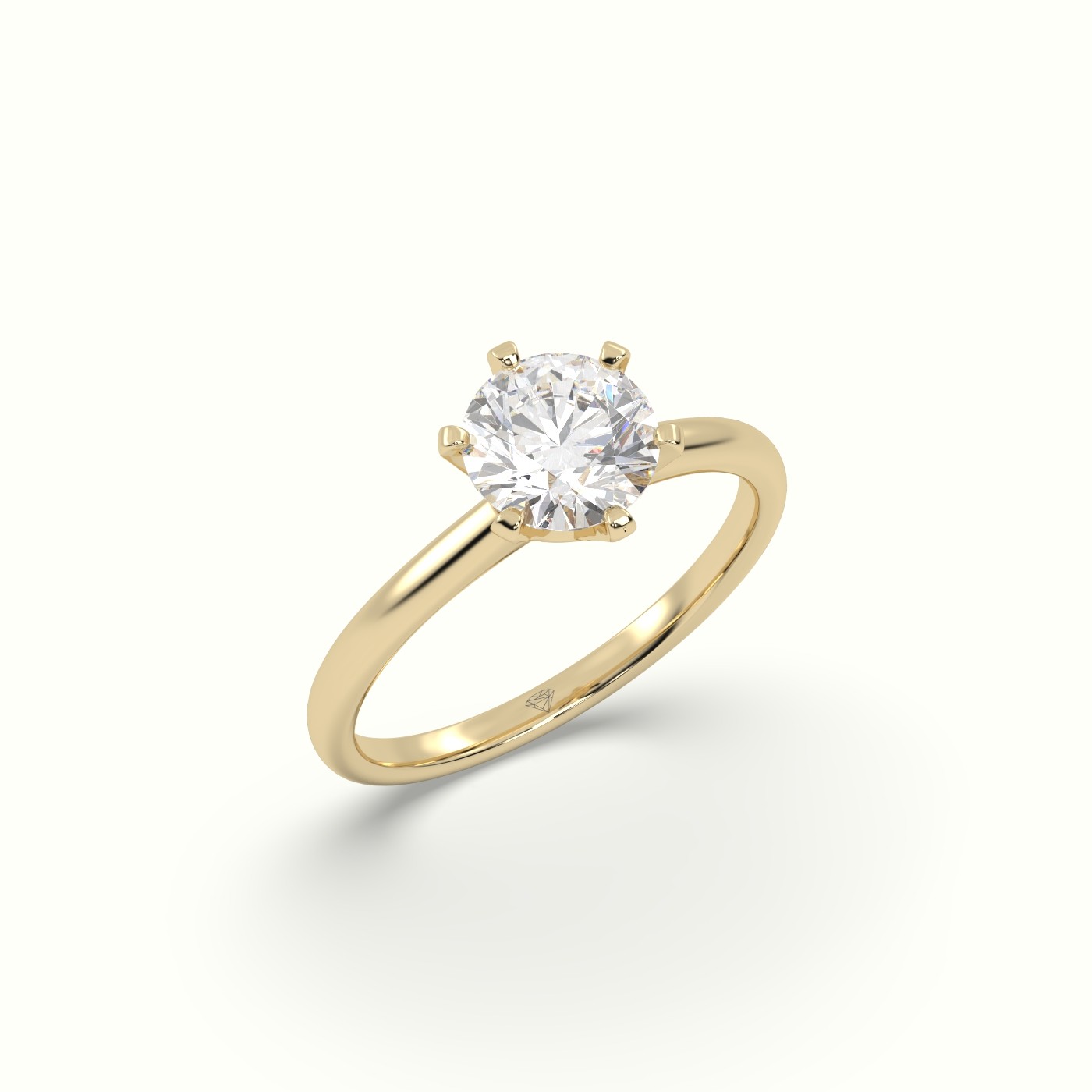 10K Yellow Gold Solitaire Round Diamond Ring 6 Prong Elegance