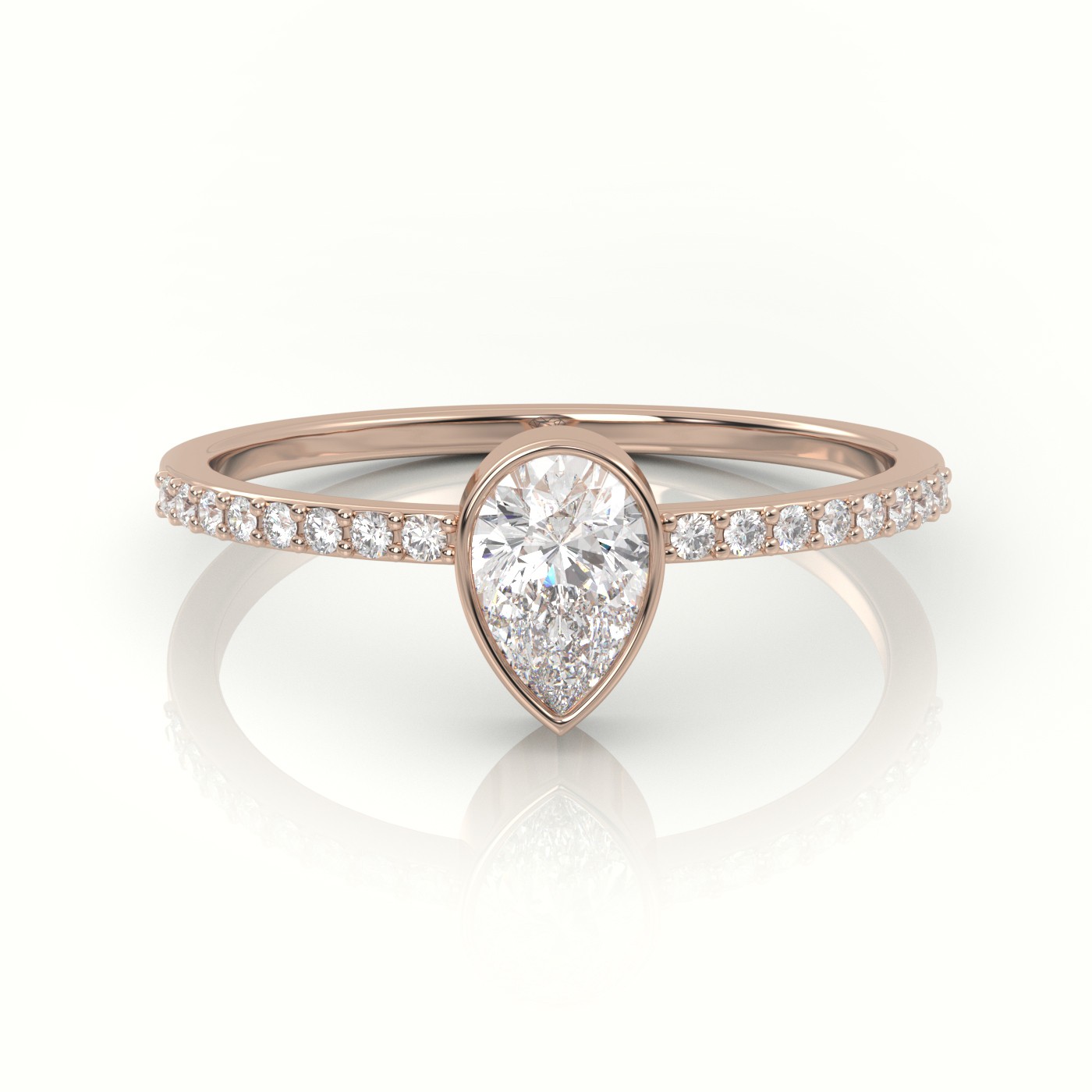 10K ROSE GOLD PEAR CUT DIAMOND CHANNEL SETTING ENGAGEMENT RING