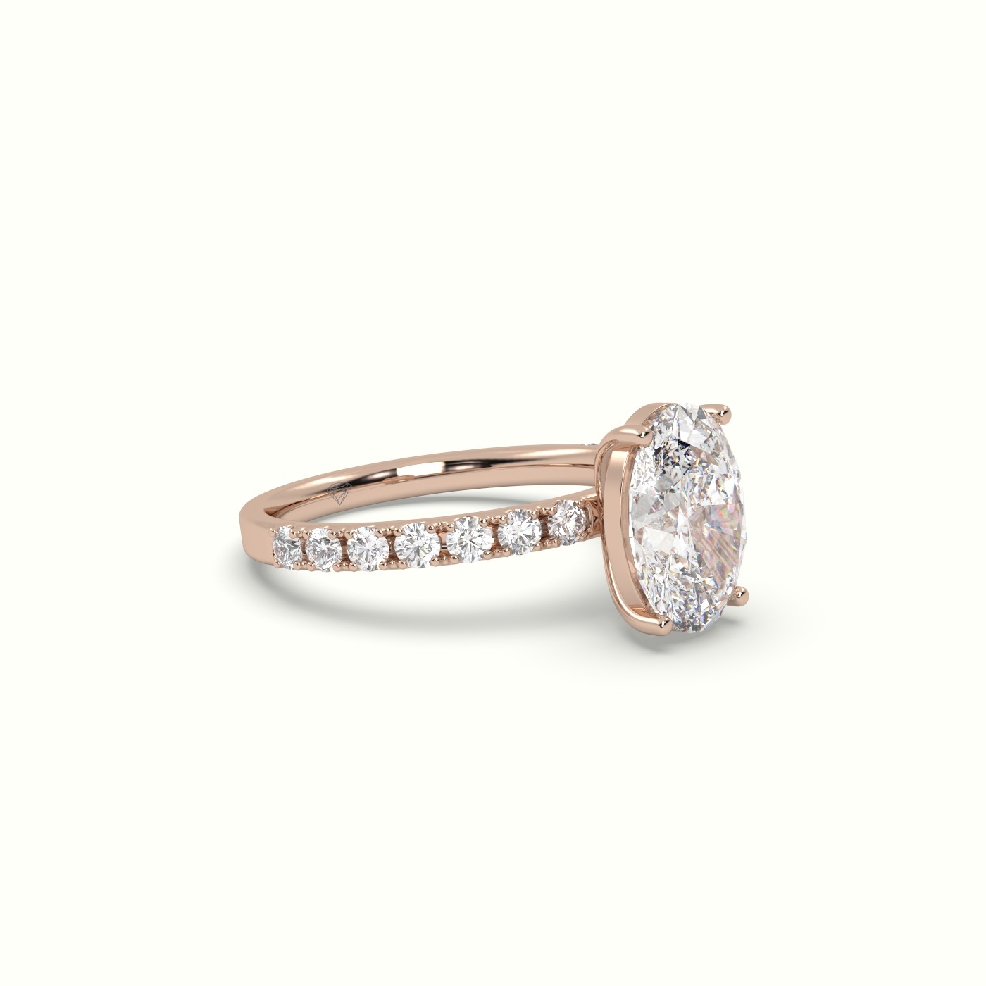 10K ROSE GOLD Oval Diamond Pave Engagement Ring
