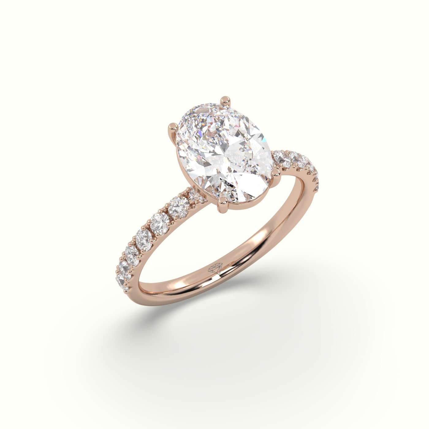 10K ROSE GOLD Oval Diamond Pave Engagement Ring