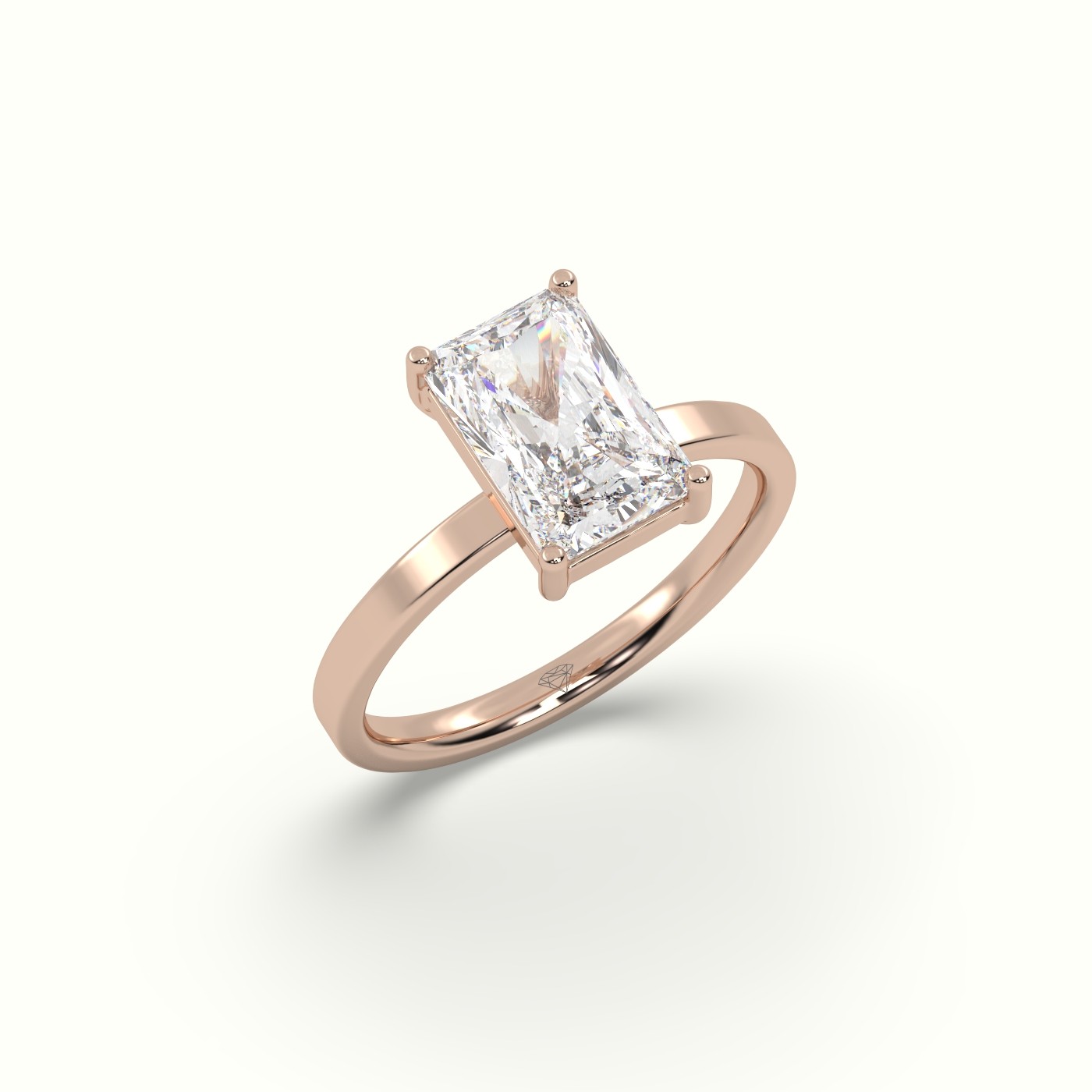 10K ROSE GOLD Radiant Cut Solitaire Diamond Ring Precious Jewels Antwerp Radiance