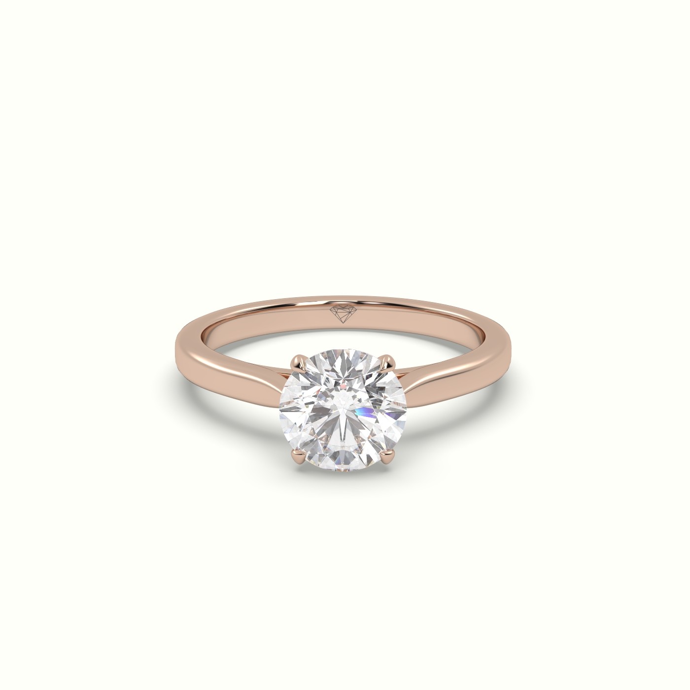 10K Rose Gold Round Cut Diamond 4 prongs Solitaire Ring