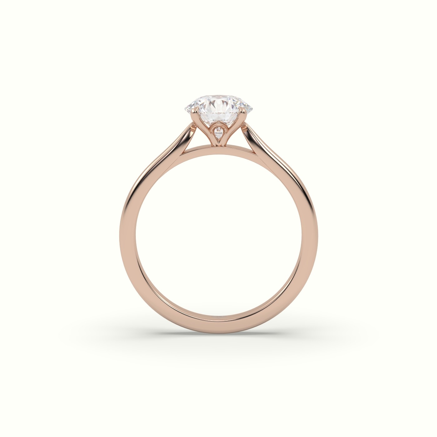 10K Rose Gold Round Cut Diamond 4 prongs Solitaire Ring