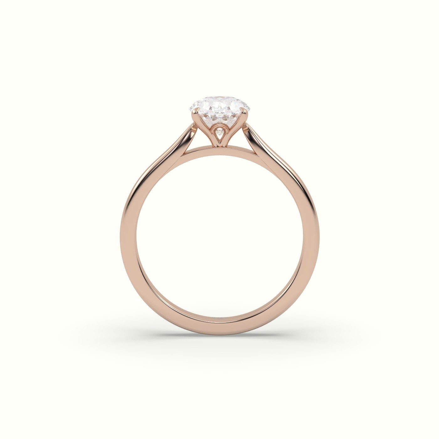 10K Rose Gold Oval Cut Solitaire Diamond 4 prongs Ring