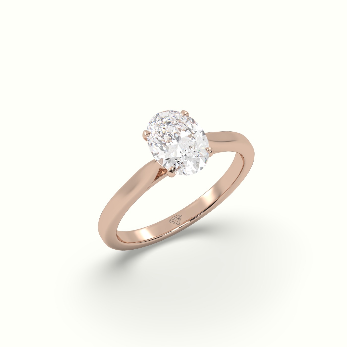 10K Rose Gold Oval Cut Solitaire Diamond 4 prongs Ring