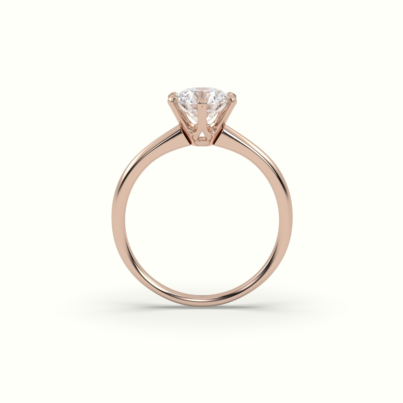 10K Rose Gold Solitaire Round Diamond Ring 6 Prong Master