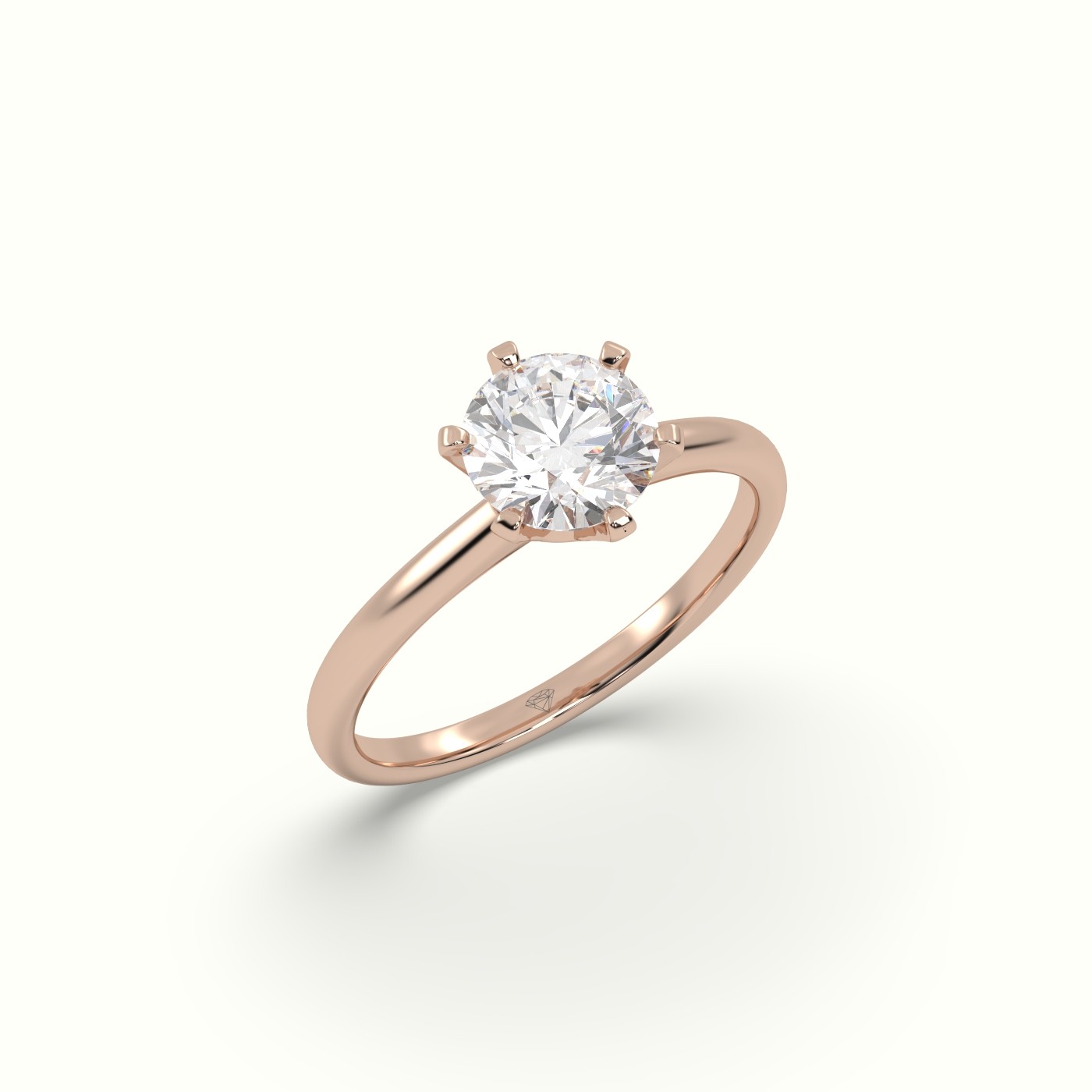 10K Rose Gold Solitaire Round Diamond Ring 6 Prong Master