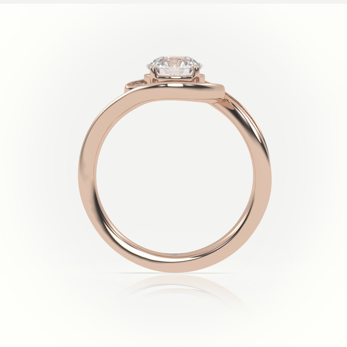 18K ROSE GOLD ROUND DIAMOND 4 PRONGS SWIRL DESIGN ENGAGEMENT RING