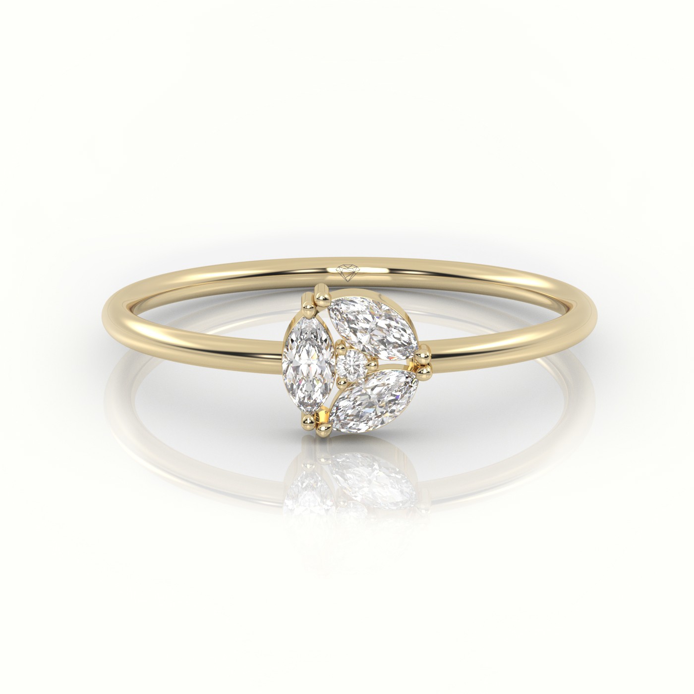 18K YELLOW GOLD Round shape engagement  ring